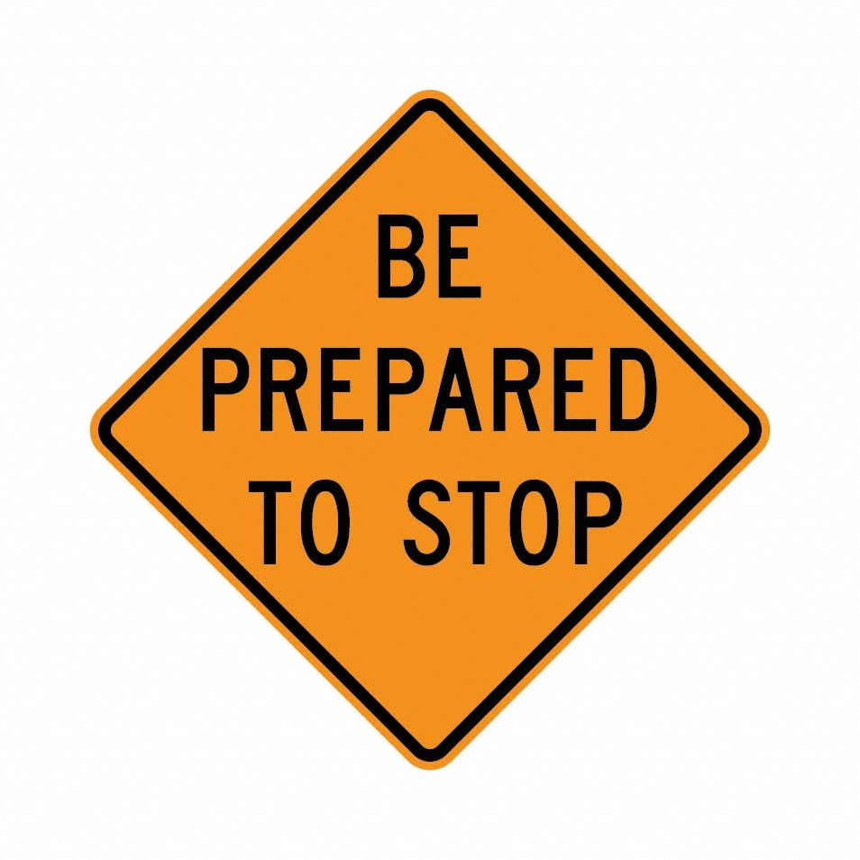 Reflective Sign 48in: 48 in x 48 in Nominal Sign Size, Polypropylene, 0.015, W3-4 MUTCD, Orange