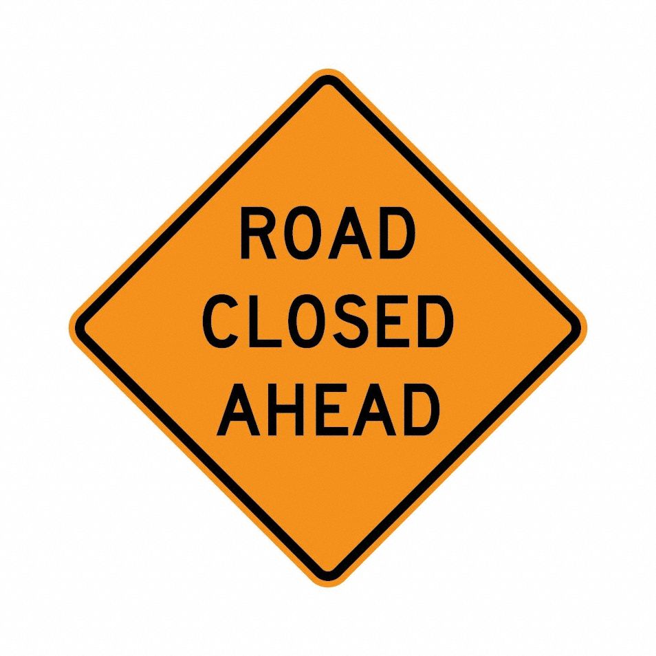 Reflective Sign 48in: 48 in x 48 in Nominal Sign Size, Polypropylene, 0.015, W20-3 MUTCD, Orange