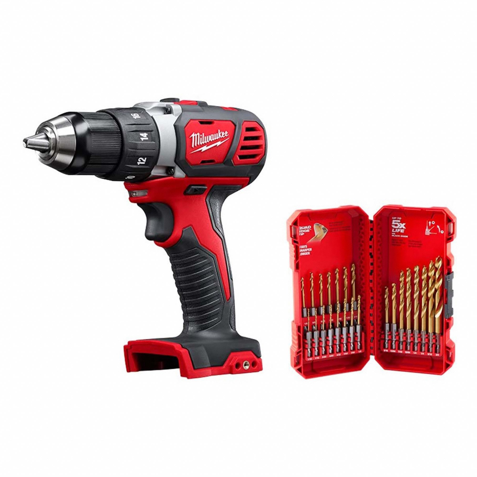 Drill-Driver Kit: M18™, Compact, 1/2 in Chuck, 1, 800 RPM Max., Brushed, Tool Only