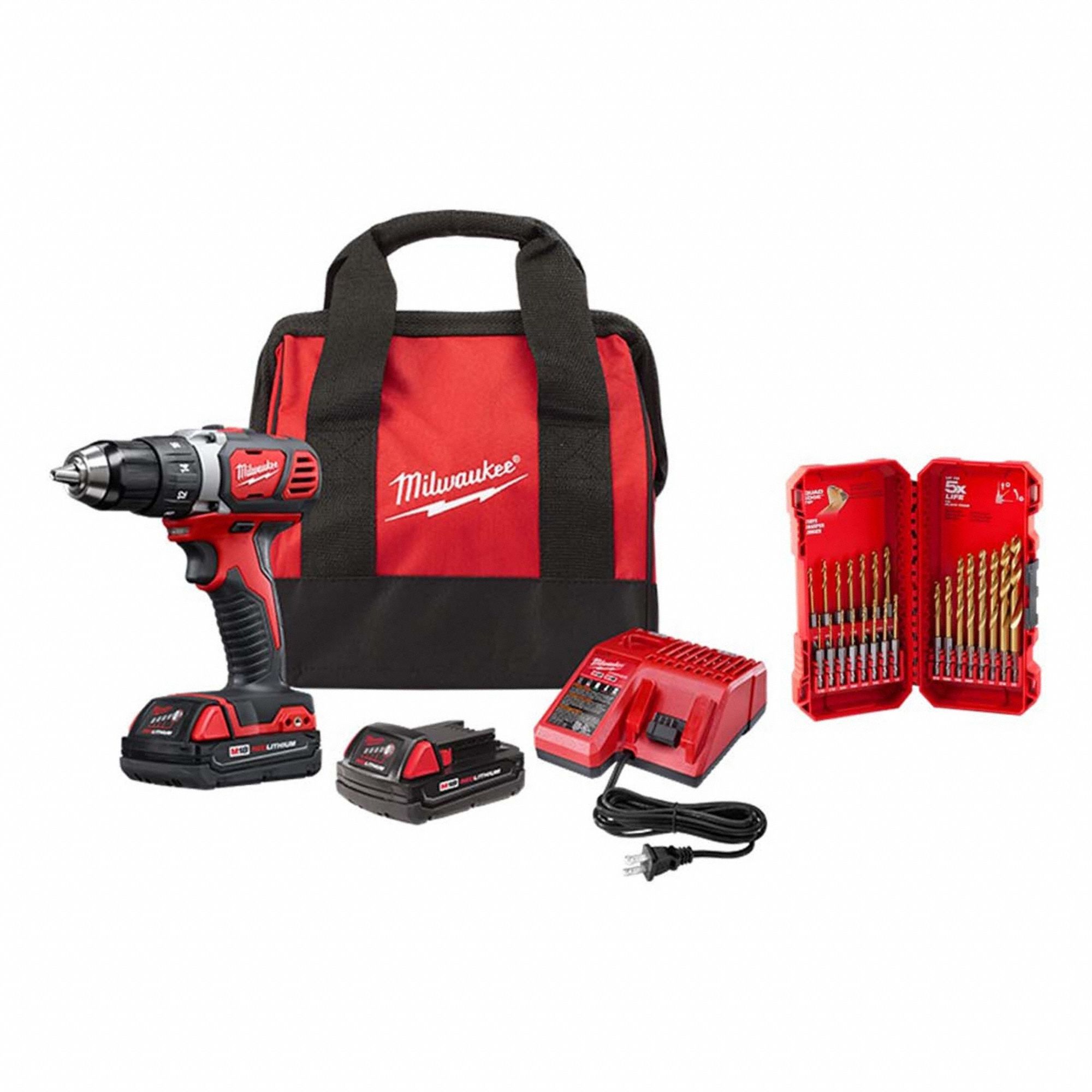 Drill-Driver Kit: M18™, Compact, 1/2 in Chuck, 1, 800 RPM Max., Brushed, Battery Included