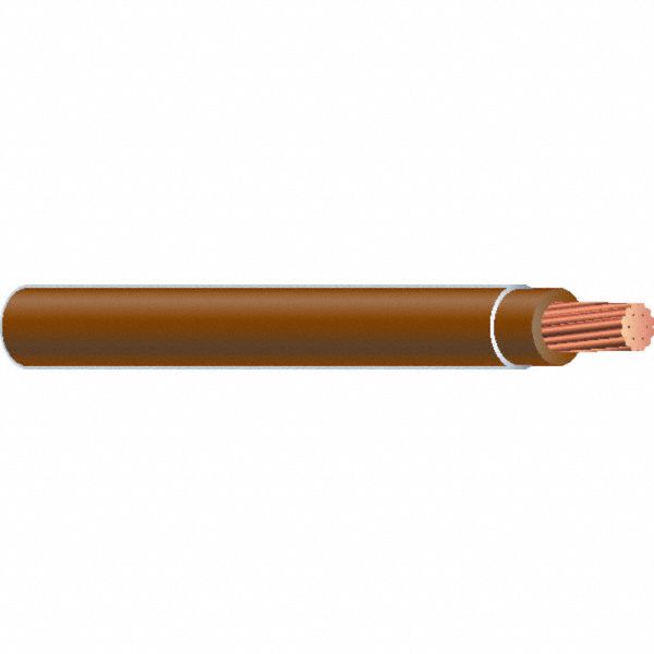 Building Wire: Copper, 1 AWG, 1 Conductors, Stranded, Brown, 1, 000 ft Lg, THHN/THWN-2
