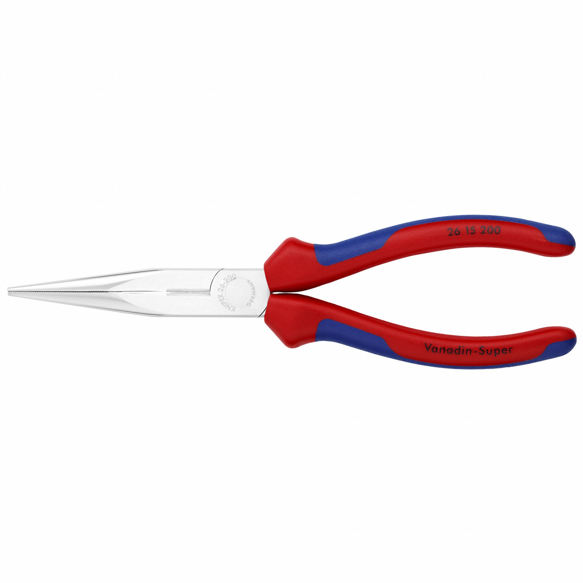 LONG-NOSE PLIERS, STEEL, MULTICOLOURED ERGONOMIC, CHROME-PLATED, FOR ELECTRICAL/MOTOR/PLUMBING, MANUAL OPENING, 8 IN L
