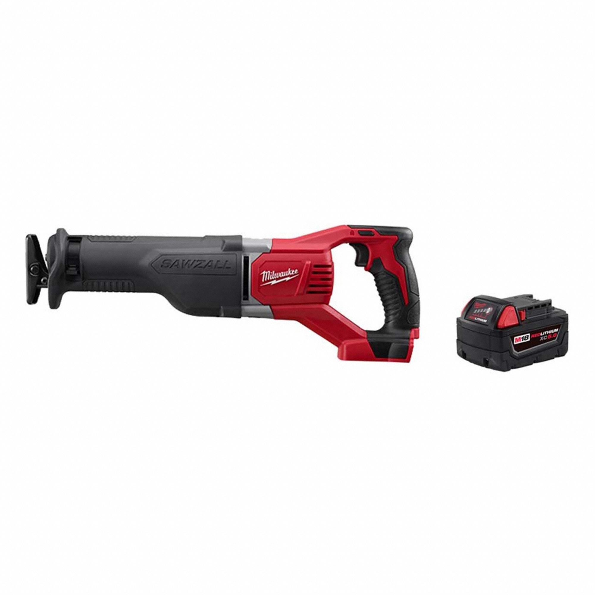 Reciprocating Saw Kit: 1 Battery, No Charger, 1 1/8 in Stroke Lg, Straight, Brushed, M18™