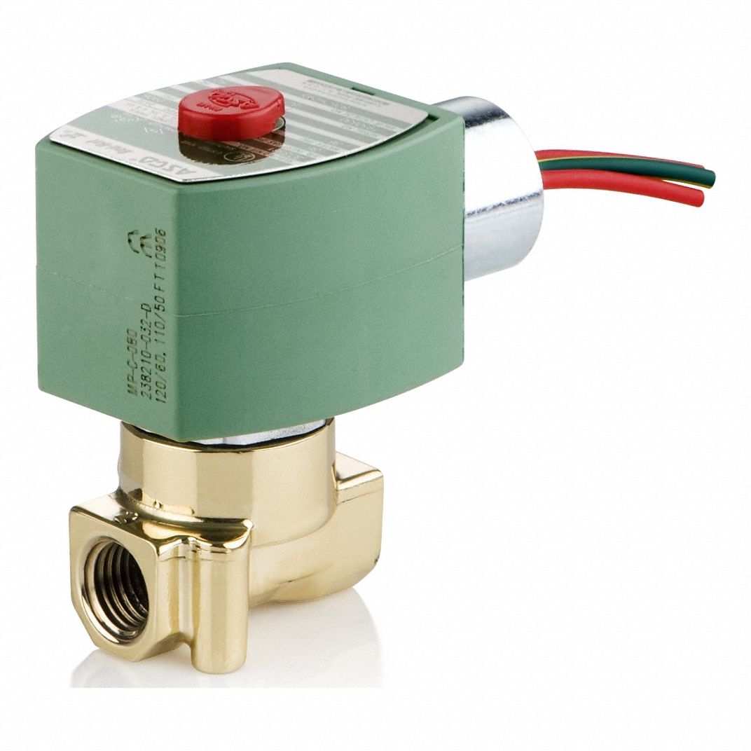 Solenoid Valve: 2-Way, Normally Closed, 1/4 in Pipe Size, 110V AC/120V AC, High Flow