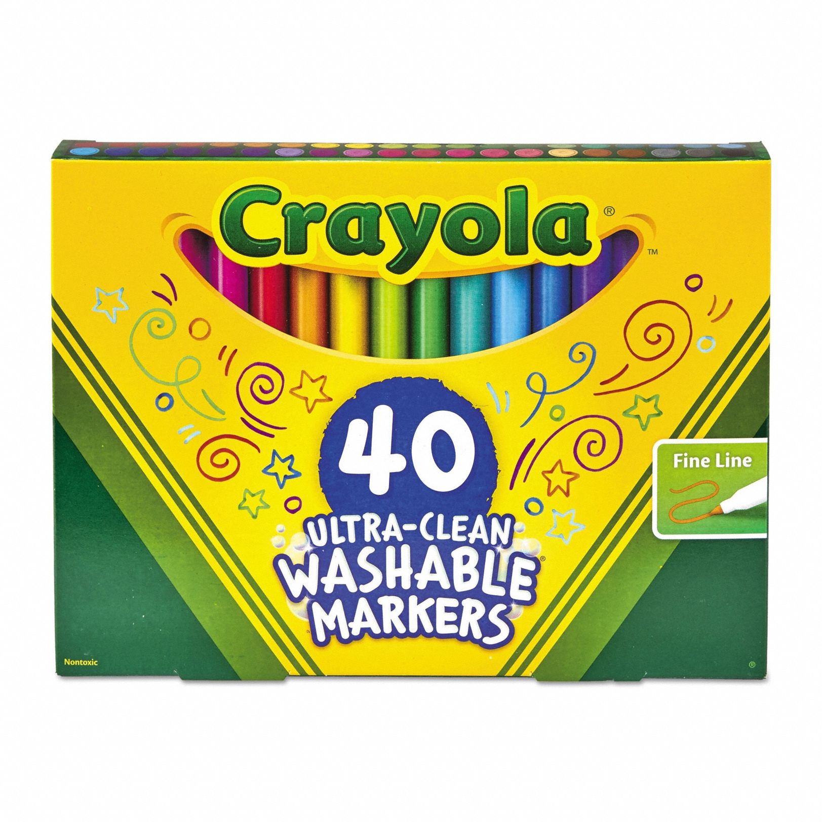 Art Marker Set: Bullet, Capped, Pen Style, Washable, Non-Toxic, 40 per Pack, Assorted