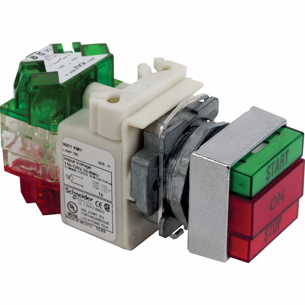 Illuminated Push Button: Illuminated, Flush Profile, Metallic, 30 mm, 1NO/1NC