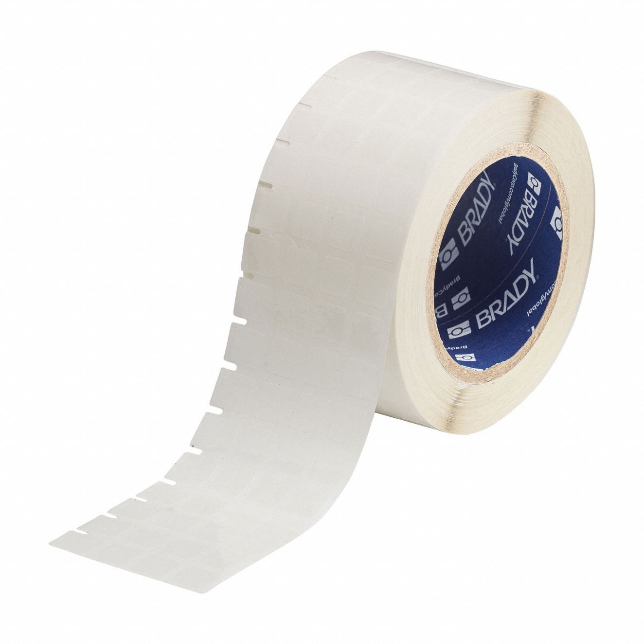 Pre-Cut Label Stock Roll: 1/2 in Label Ht, 1/2 in Label Wd, 1/2 in Roll Lg, Autoclavable Polyester