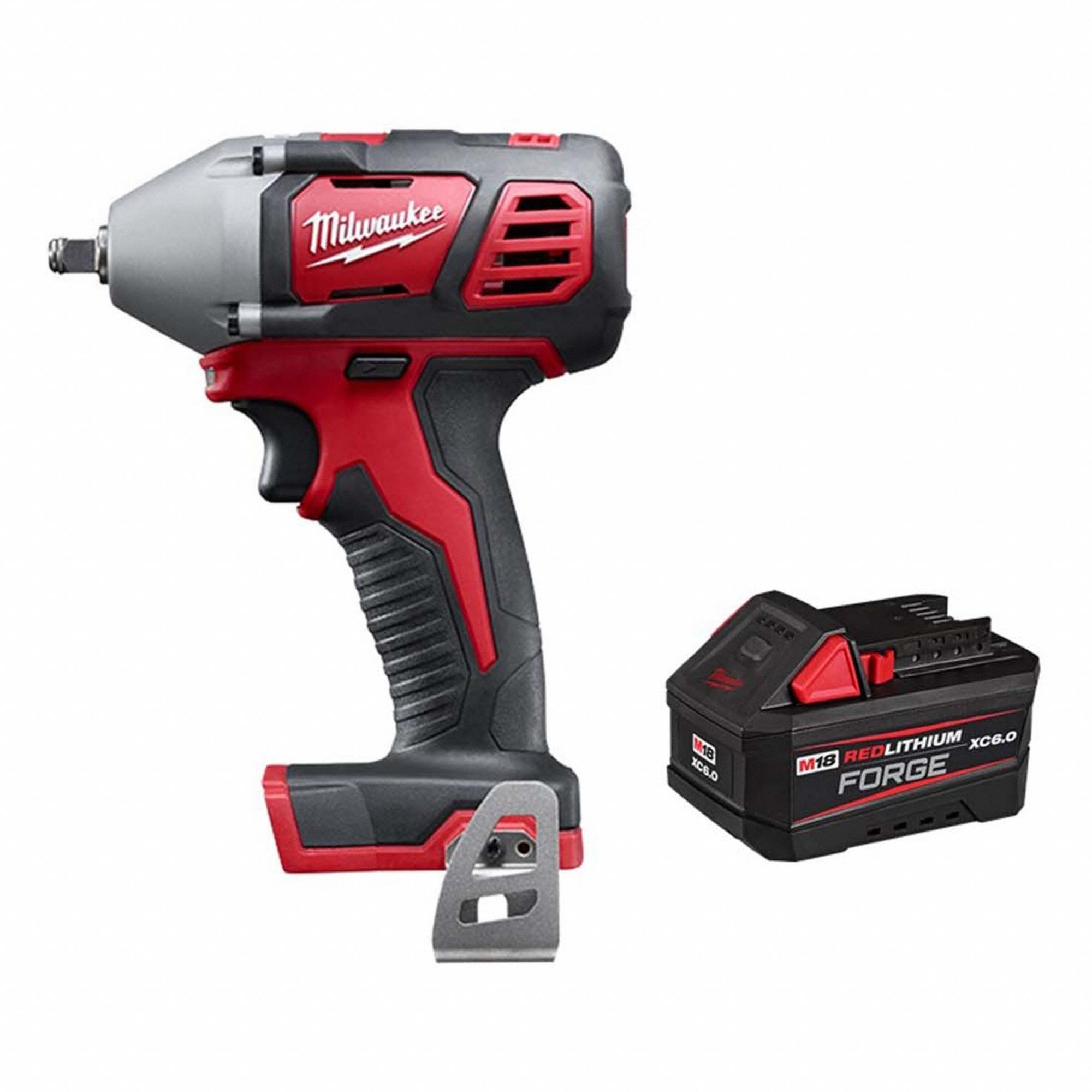Impact Wrench Kit: 3/8 in Drive Size, 167 ft-lb Fastening Torque, Brushed, 18 V DC Volt