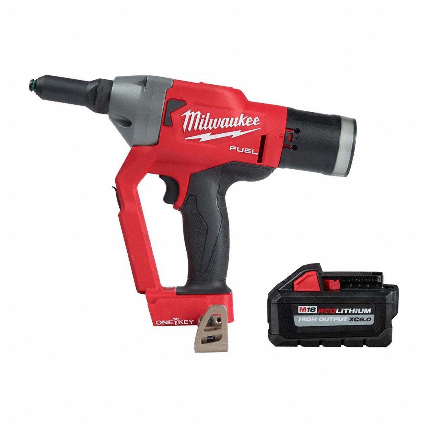 Rivet Tool Kit: 1 Battery, No Charger , Rivet Tool Kit, 1 3/16 in Stroke Lg, (1) 6.0 Ah