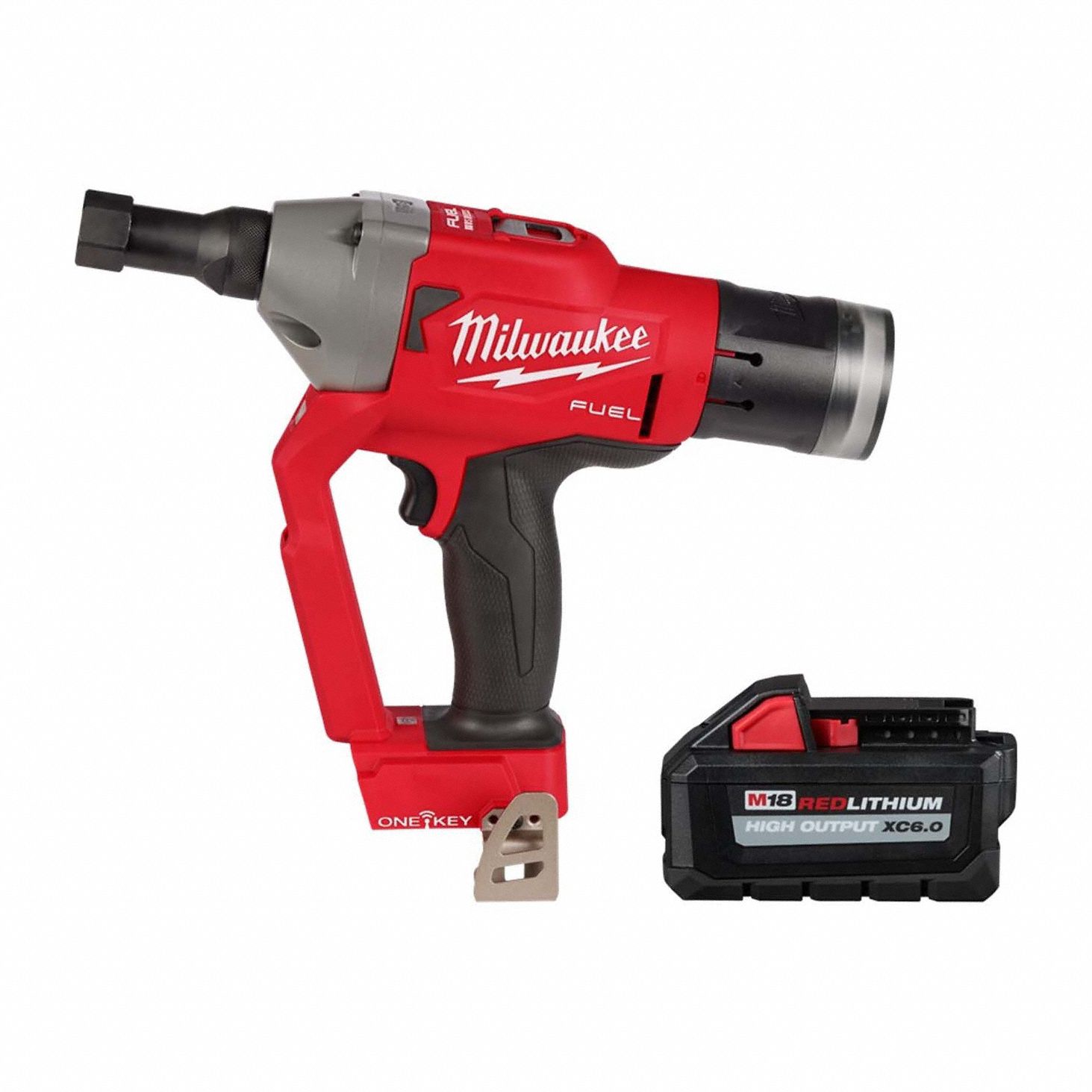 Rivet Tool Kit: 1 Battery, No Charger, 1 3/16 in Stroke Lg, 4, 500 lbf Pulling Force, M18™