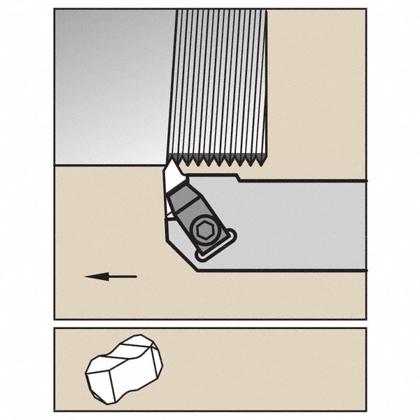 Indexable Thread Turning Tool Holder: Right Hand, 1 in Shank Wd