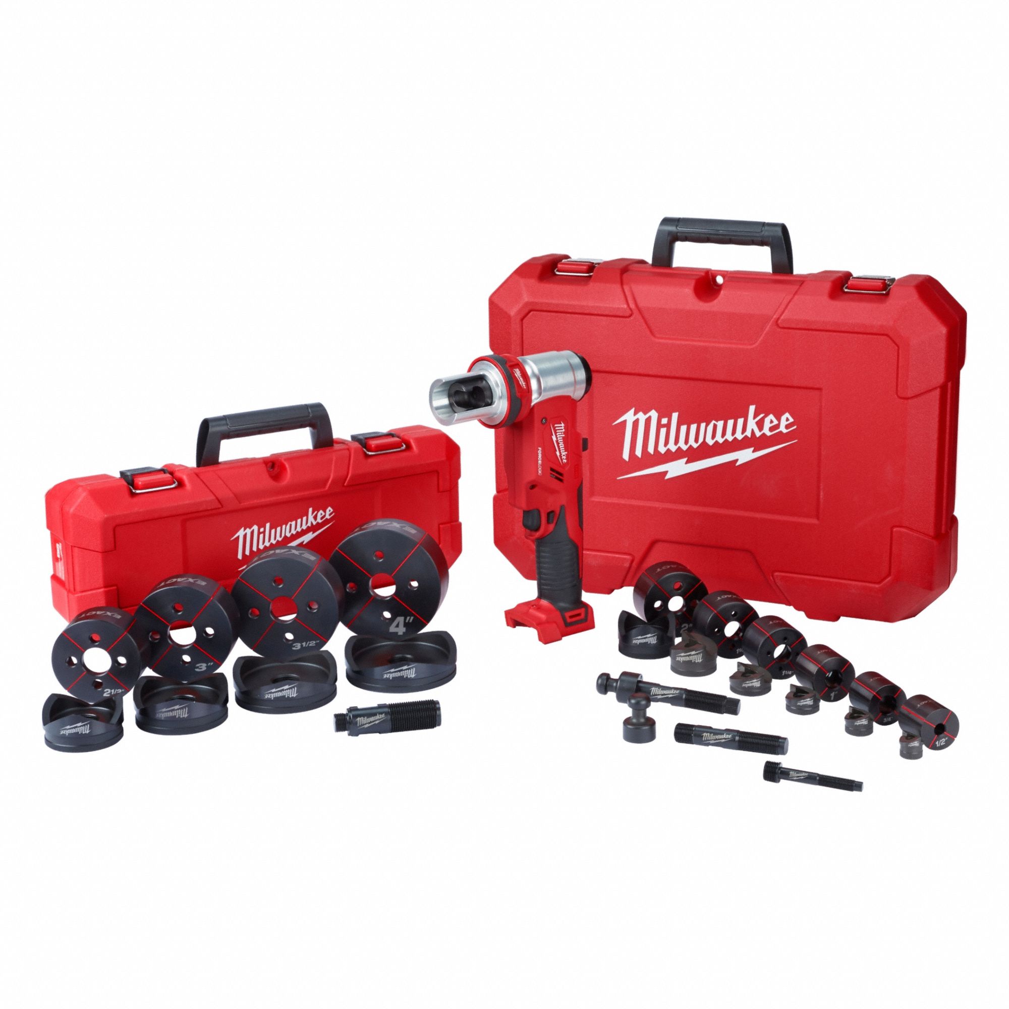 CordlessKnockout Tool: 18V DC, 4 in Punching Capacity (Steel), For 14 ga Max. Steel Thick