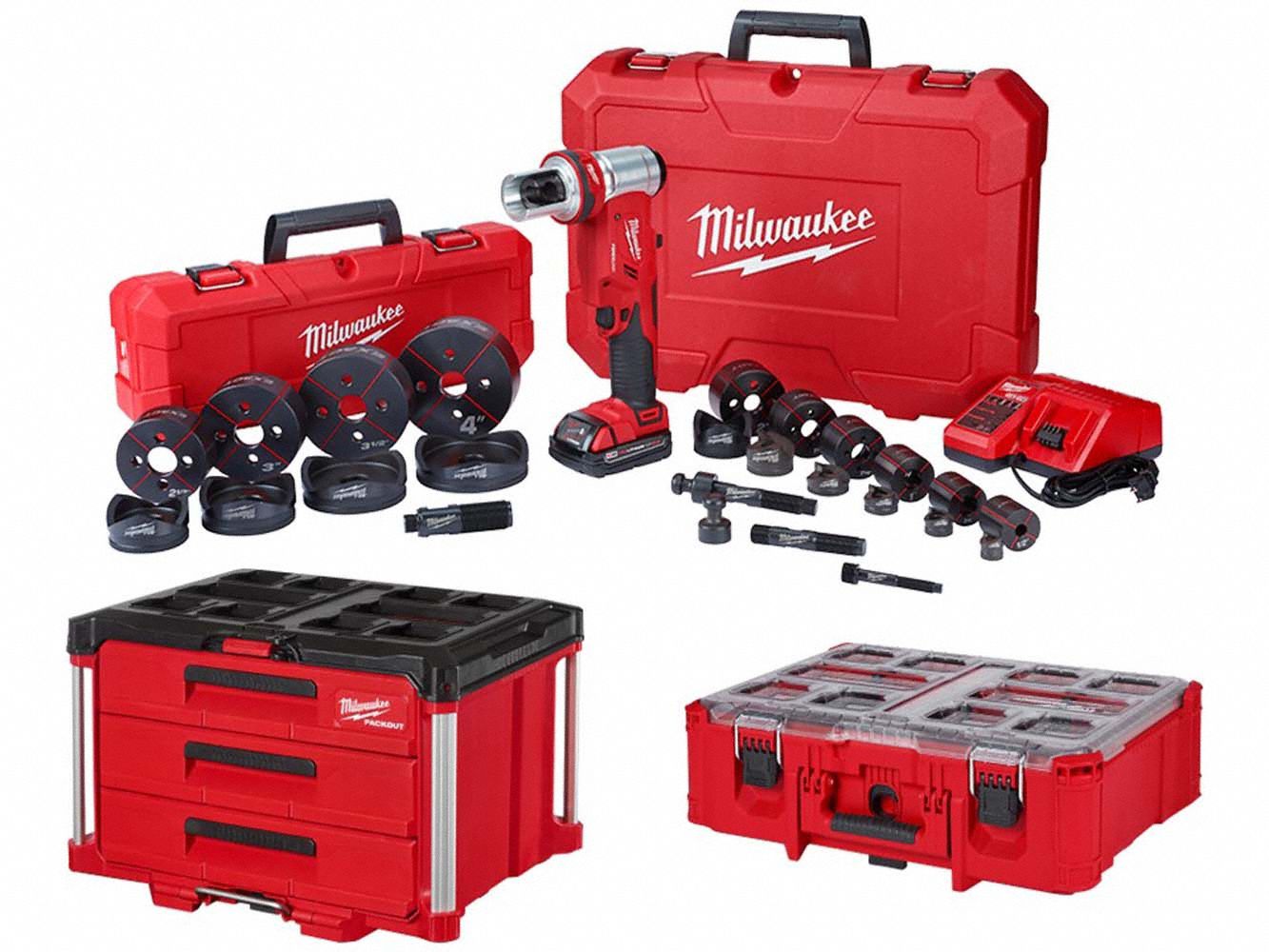 MILWAUKEE, 18V DC, in Punching Capacity (Steel), Knockout Kit