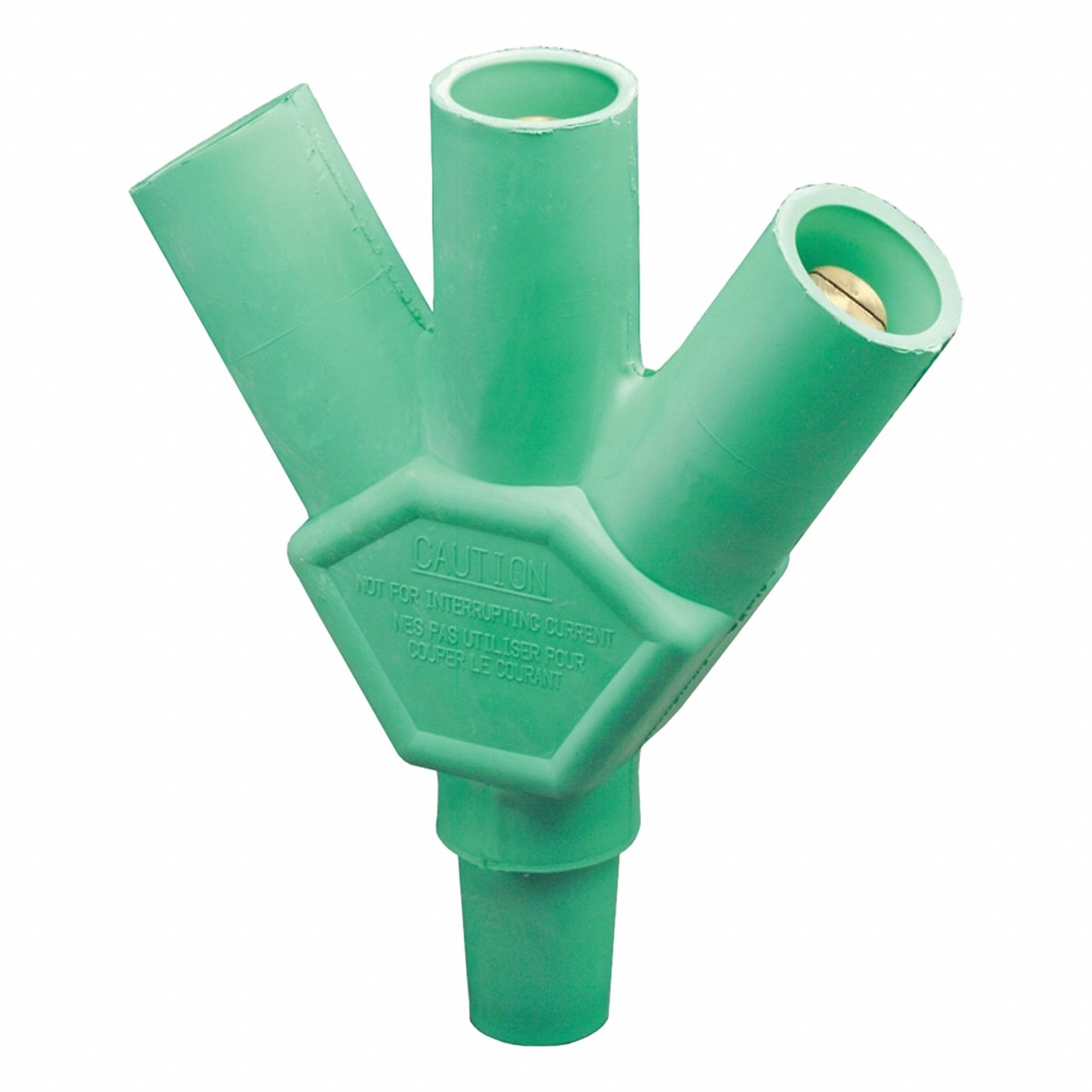 3-Fer Adapter: Female-Male-Male-Male, 400 A, Green