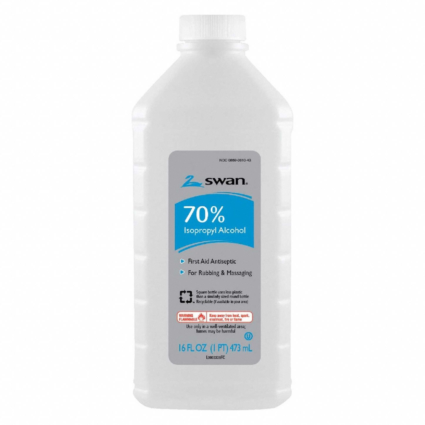 Topical Antiseptic Liquid: Liquid Solution, Isopropyl Alcohol, 16 oz Size