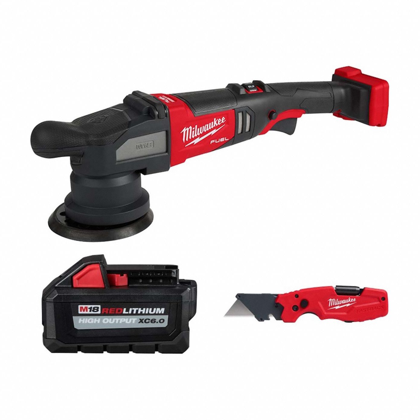 Polisher, Battery and Utility Knife: M18, Battery Included, 5 in Backing Pad, Brushless