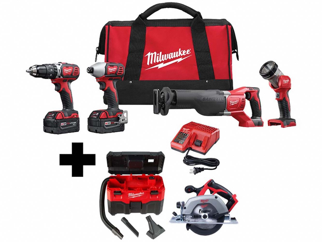M18 4-Tool Kit, M18 Vac, M18 6.5" Circ Saw