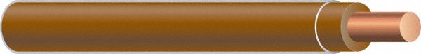 Building Wire: Copper, 18 AWG, 1 Conductors, Solid, Brown, 500 ft Lg, TFN