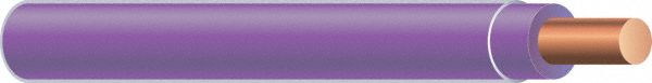 Building Wire: Copper, 18 AWG, 1 Conductors, Solid, Purple, 500 ft Lg, TFN