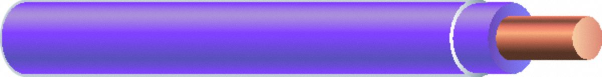 Wire: Copper, 16 AWG, 1 Conductors, Solid, Purple, 500 ft Lg, TFFN/TFN