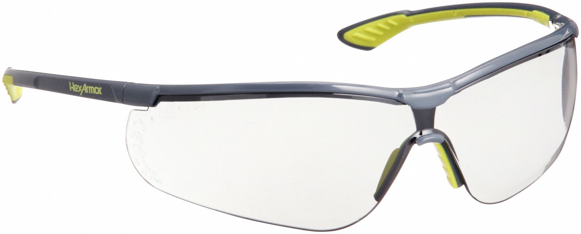 Safety Glasses: Gray 23% Lens, Half-Frame, Anti-Fog/Hard Coat/TruShield®, Metal Detectable