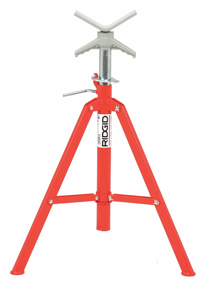 PIPE STAND, V-HEAD, HIGH FOLDING, 2500 LB, 12 IN DIA, 28 TO 51 IN H, LOCKING RING