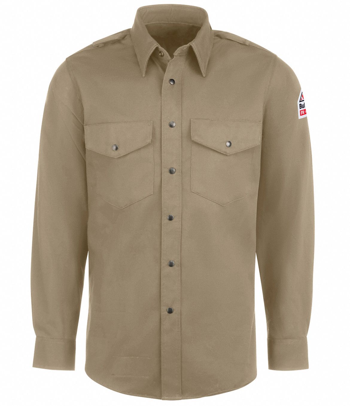 Deluxe Shirt: 7.7 cal/sq cm ATPV, Men's, Regular, 2XL, Excel FR® ( 7 oz ), Long, Tan, Snaps