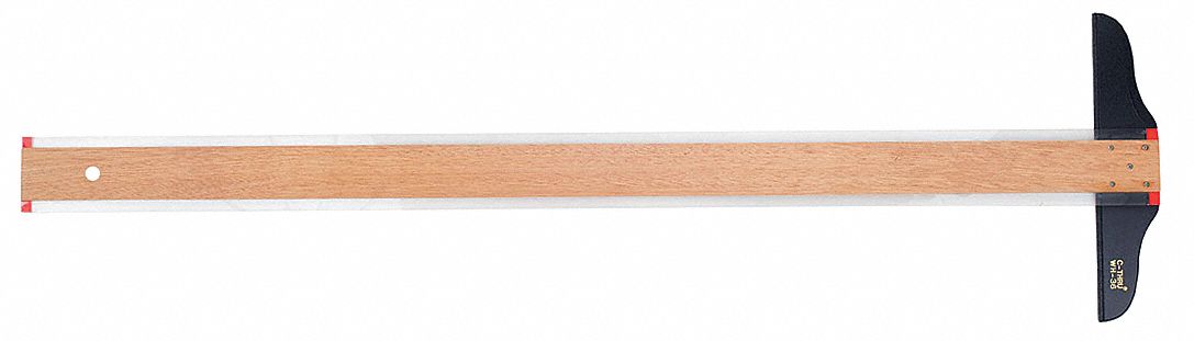 T-Square: 10 1/2 in Base Lg, 10 1/2 in x 2 in, 36 in x 2 1/2 in, Clear, Painted, Plastic