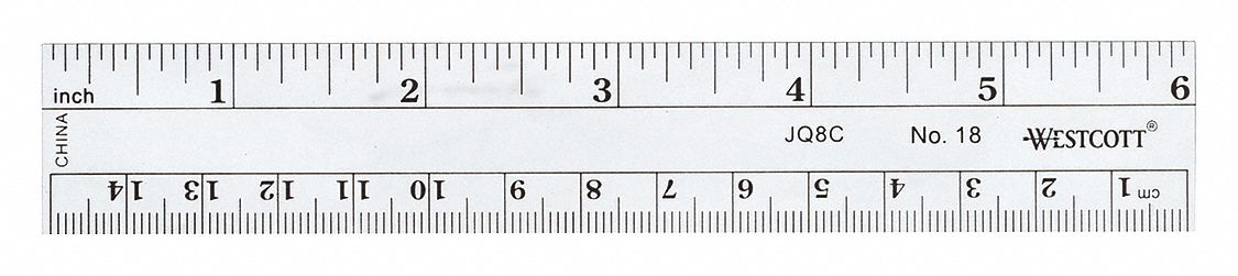 RULER,PLASTIC,LINED,16THS,6IN,TRANSPARNT