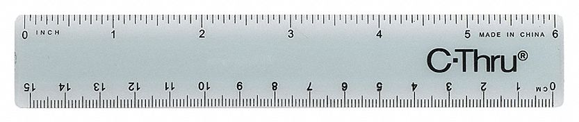 WESTCOTT Ruler, Plastic, Lined, 16ths, 6in, Smoky Gray 26CT81KT40