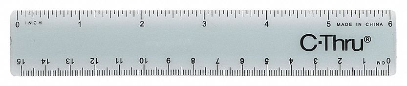 Westcott ruler plastic lined 16ths 6in smoky gray 26ct81 kt 40 