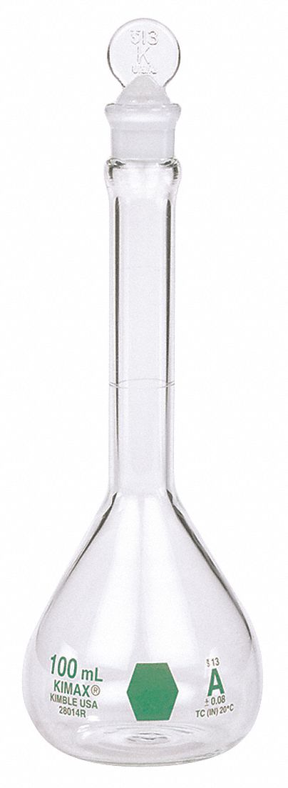Volumetric Flask, 100 mL, 180 mm H, PK6