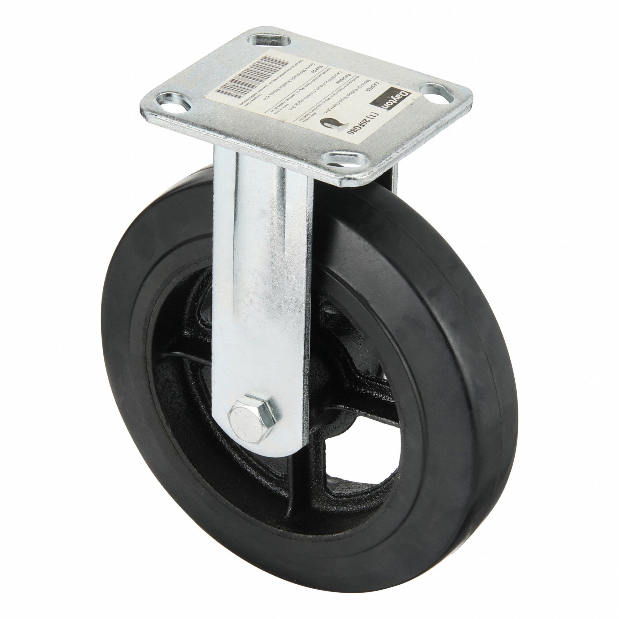 Mold-On Rubber Caster, Rigid, 8 In: 8 in Overall Wd, Rubber, MH13X47602G