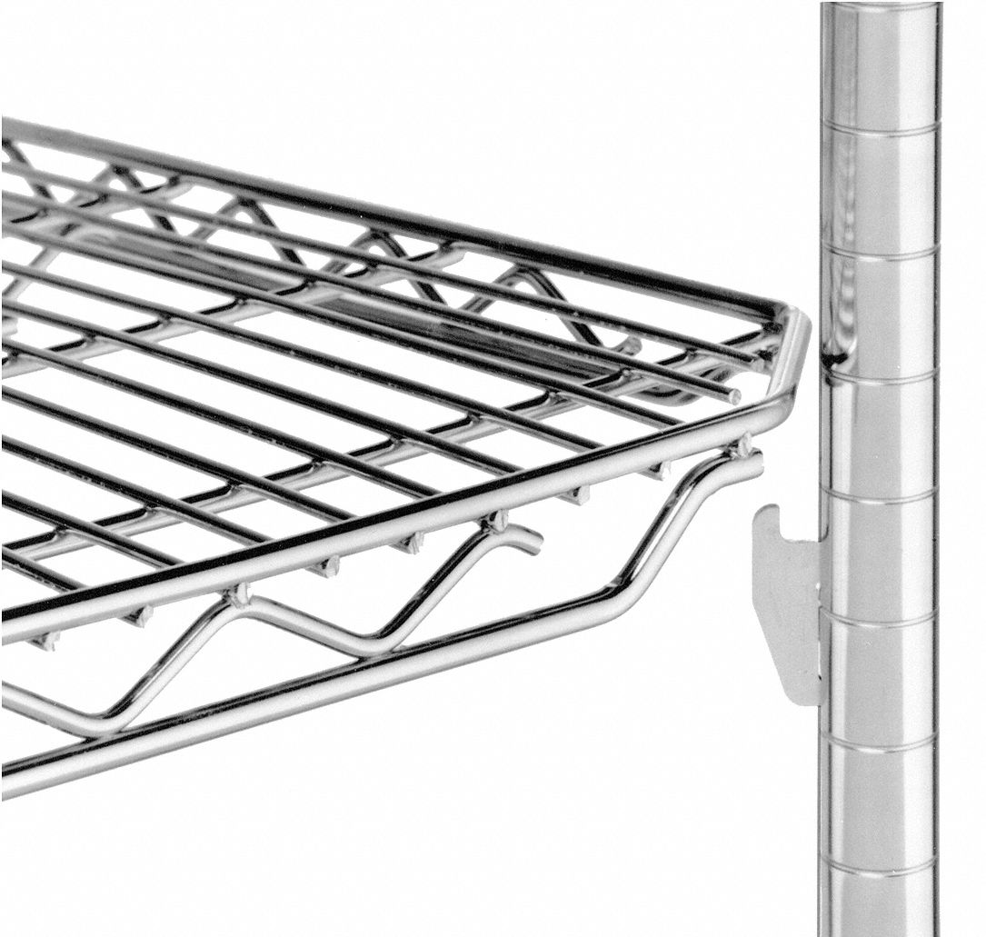 WIRE SHELVING POST, 74½ IN X 1 IN, STEEL, QUICK SLOT, SILVER, LEVELING FEET INCLUDED