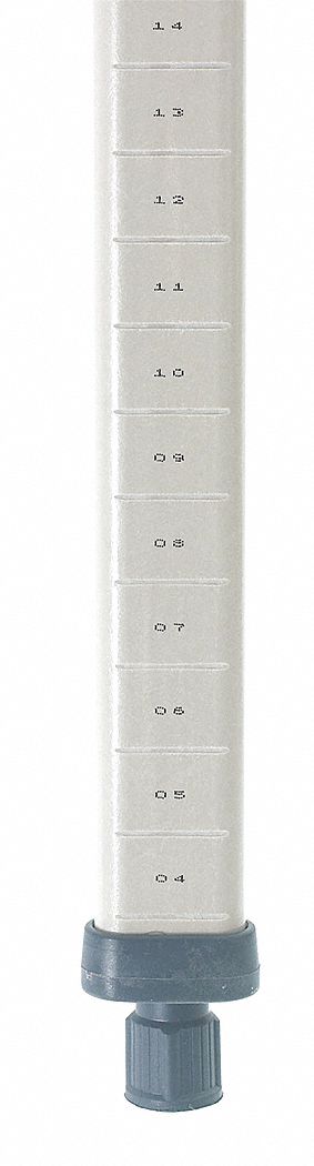 Shelving Post: 61 3/16 in x 1 3/4 in, Taupe, Polymer, Epoxy Coated