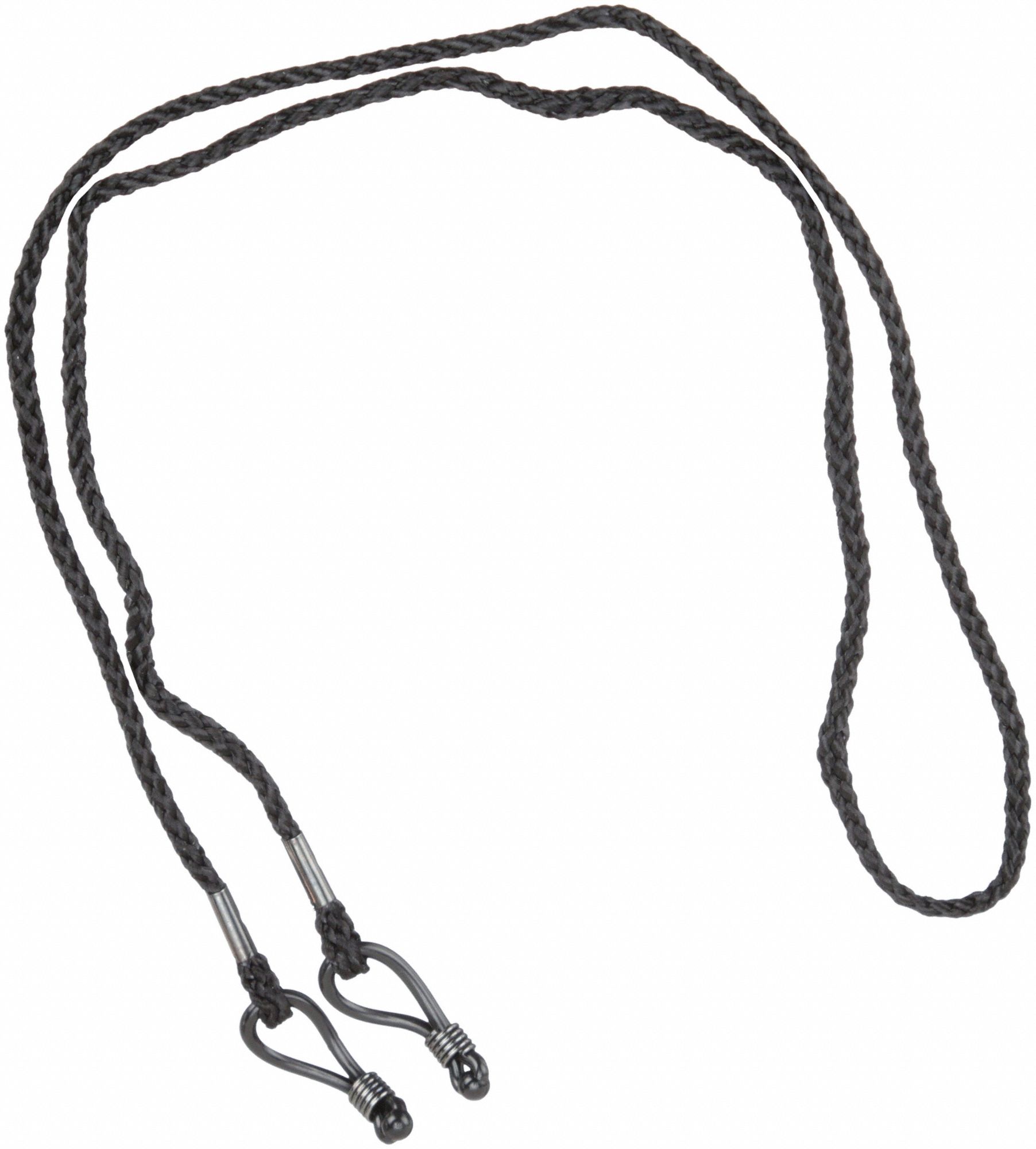 Eyewear Cord: Solid, 25 in Overall Lg, Black, Loop, X-Ray Detectable