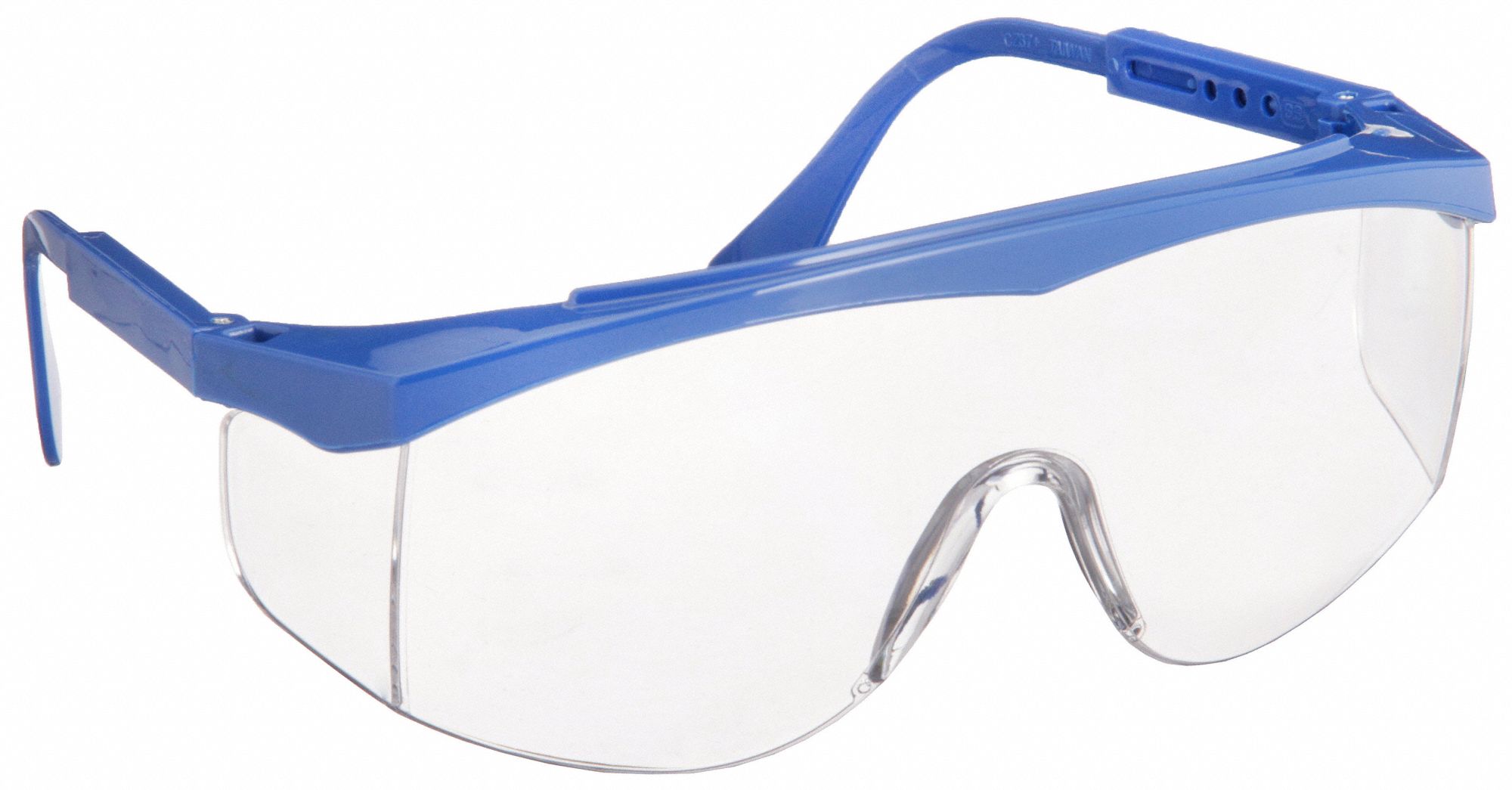 Safety Glasses: Clear Lens, Half-Frame, Scratch-Resistant, Blue Frame, SS1 Series