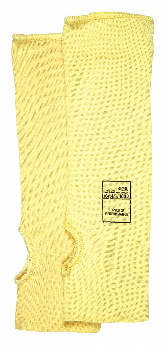 CUT-RESISTANT SLEEVE, ANSI/ISEA CUT LEVEL A3, KEVLAR, 7 GA, YELLOW, KNIT CUFF