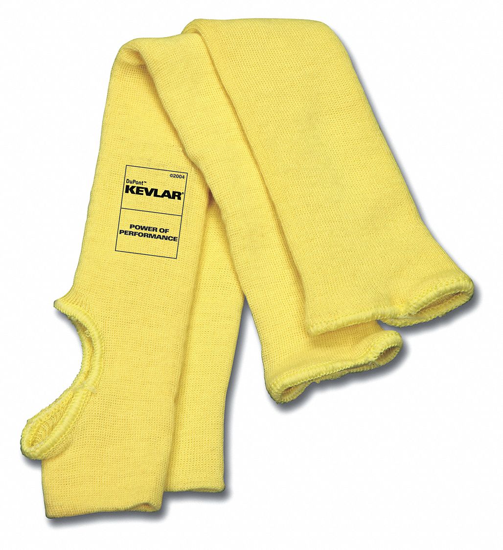 CUT-RESISTANT SLEEVE, ANSI/ISEA CUT LEVEL A3, YELLOW, THUMBHOLE, KEVLAR