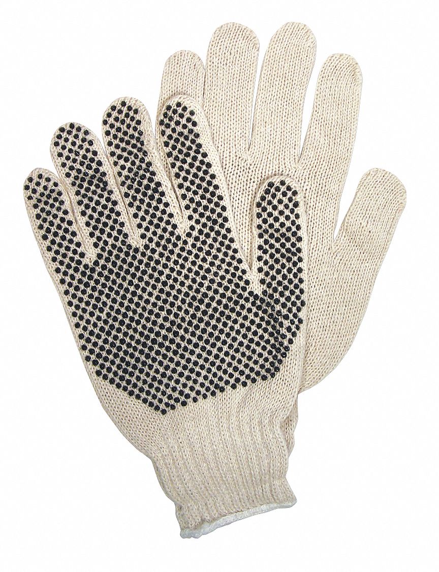 Knit Gloves, 8-1/4", S, White, PK12