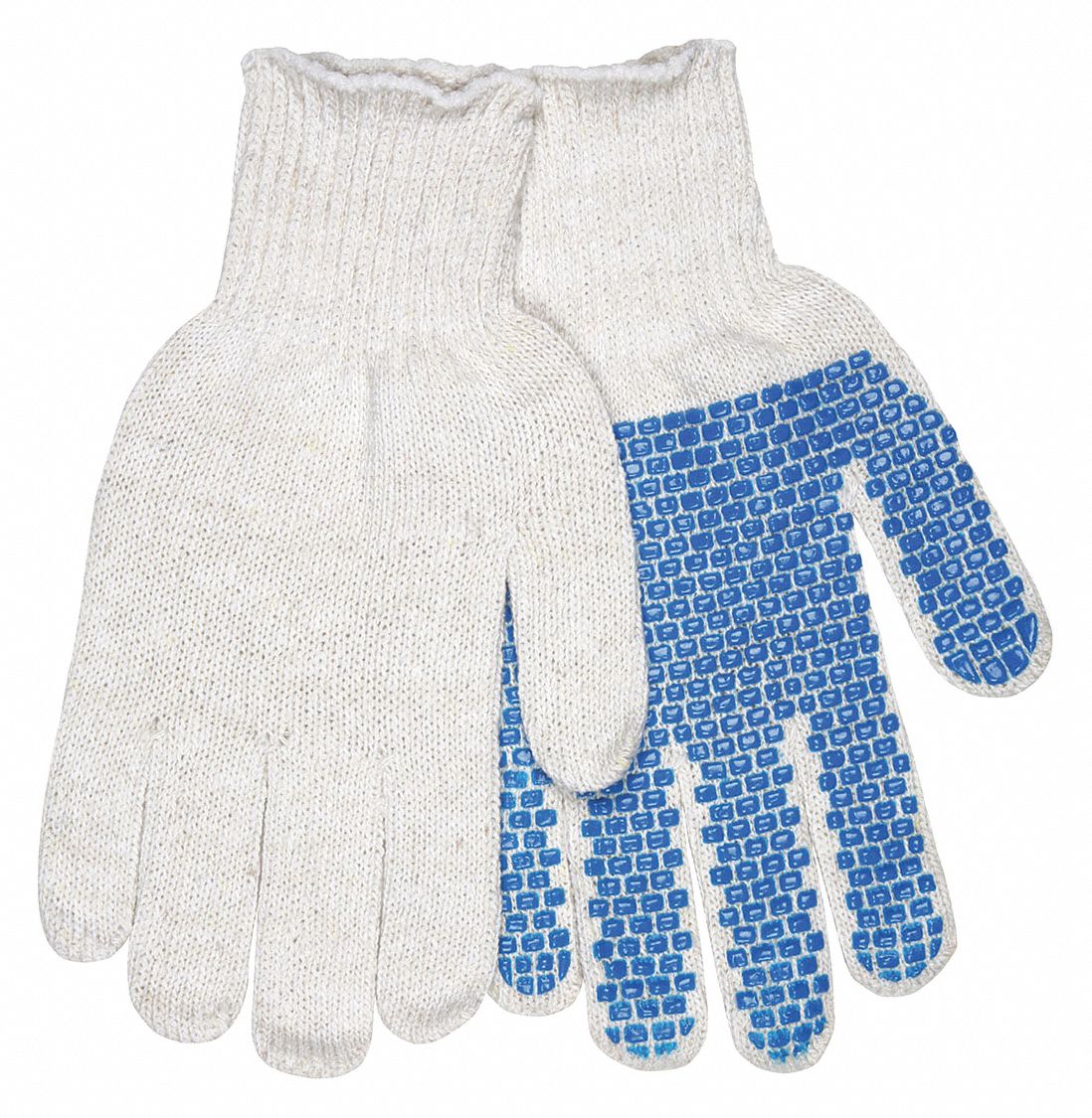KNIT GLOVES, BLUE, L, COATED PALM, PVC