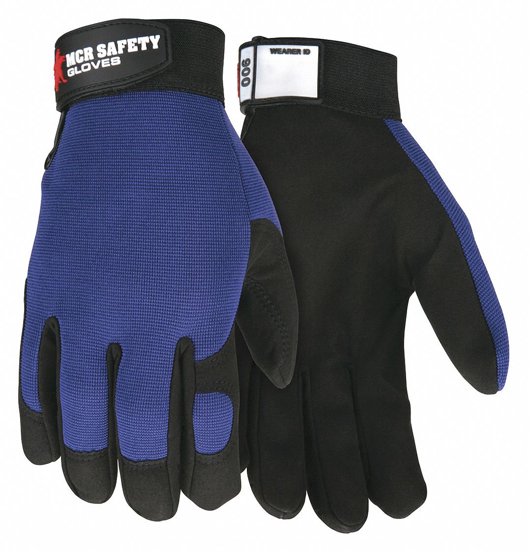 Mechanics Gloves: L ( 9 ), Mechanics Glove, Full Finger, Synthetic Leather, Black/Blue
