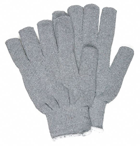 Knit Gloves: L ( 9 ), Glove Hand Protection, Uncoated, 500°F Max Temp, Cotton, 12 PK