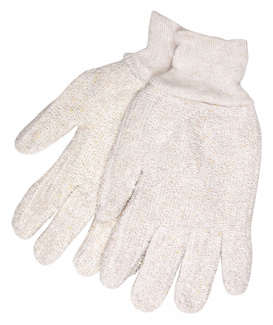 Knit Gloves: L ( 9 ), Glove Hand Protection, Uncoated, 500°F Max Temp, Cotton, 12 PK