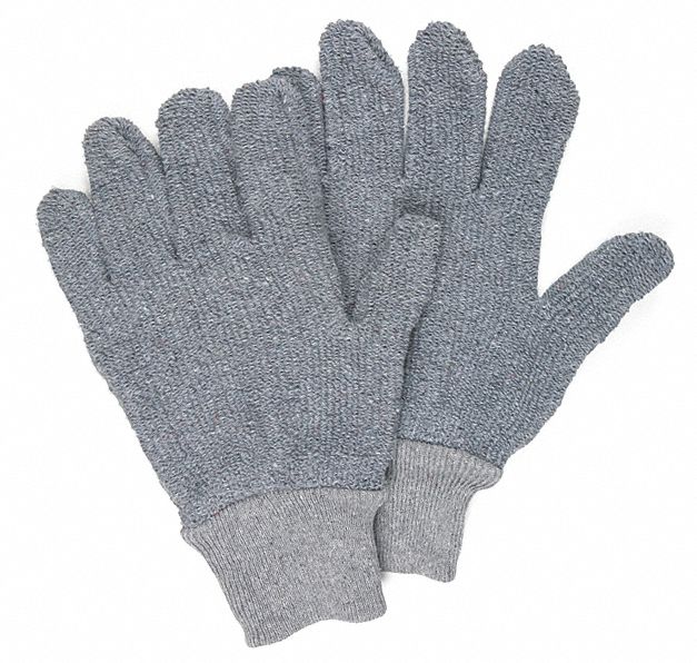 Knit Gloves: S ( 7 ), Glove Hand Protection, Uncoated, Cotton, 22 oz Fabric Wt, 12 PK