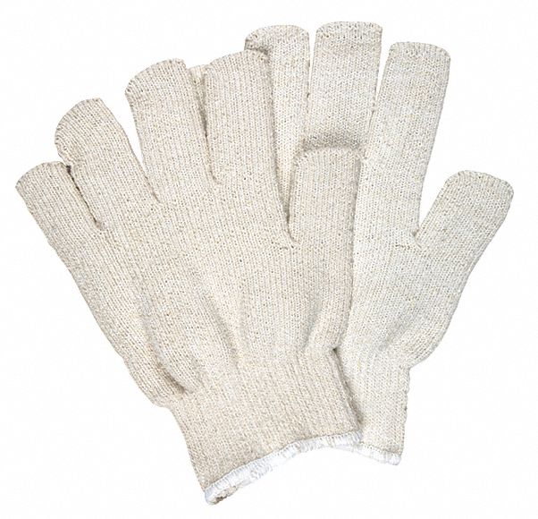 Knit Gloves: L ( 9 ), Glove Hand Protection, Uncoated, Cotton, 22 oz Fabric Wt, 12 PK