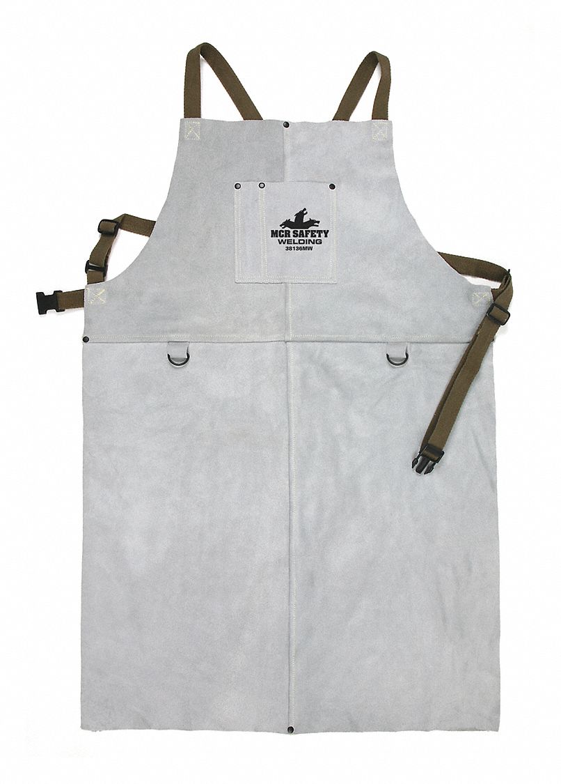 MCR SAFETY, Bib Apron, 36 in Lg, Welding Apron 26J03838136MW Grainger