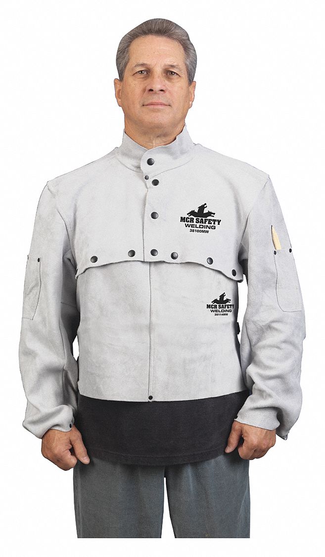MCR SAFETY Leather Welding Cape Jacket, M 26J59638100MWM Grainger