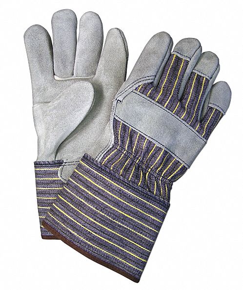 Leather Gloves: L ( 9 ), Cowhide, Premium, Glove, Full Finger, Gauntlet Cuff, 12 PK