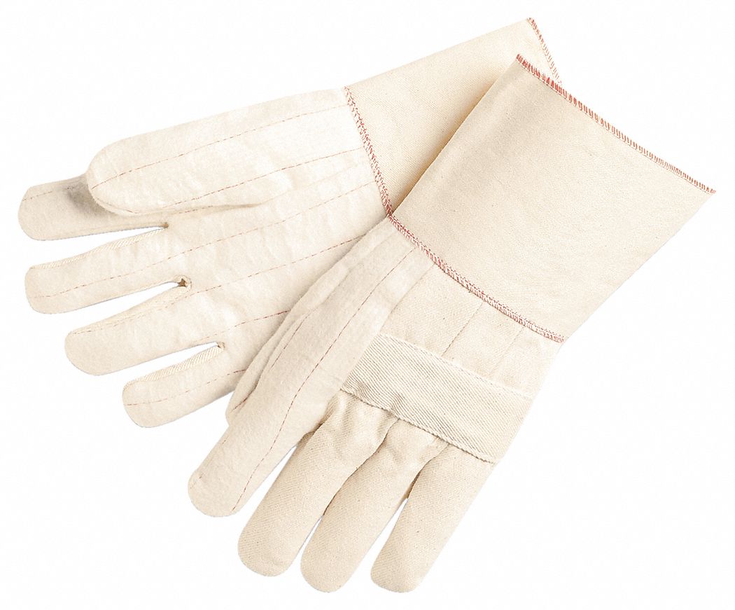 Knit Gloves: L ( 9 ), Glove Hand Protection, Uncoated, 500°F Max Temp, Cotton, 12 PK